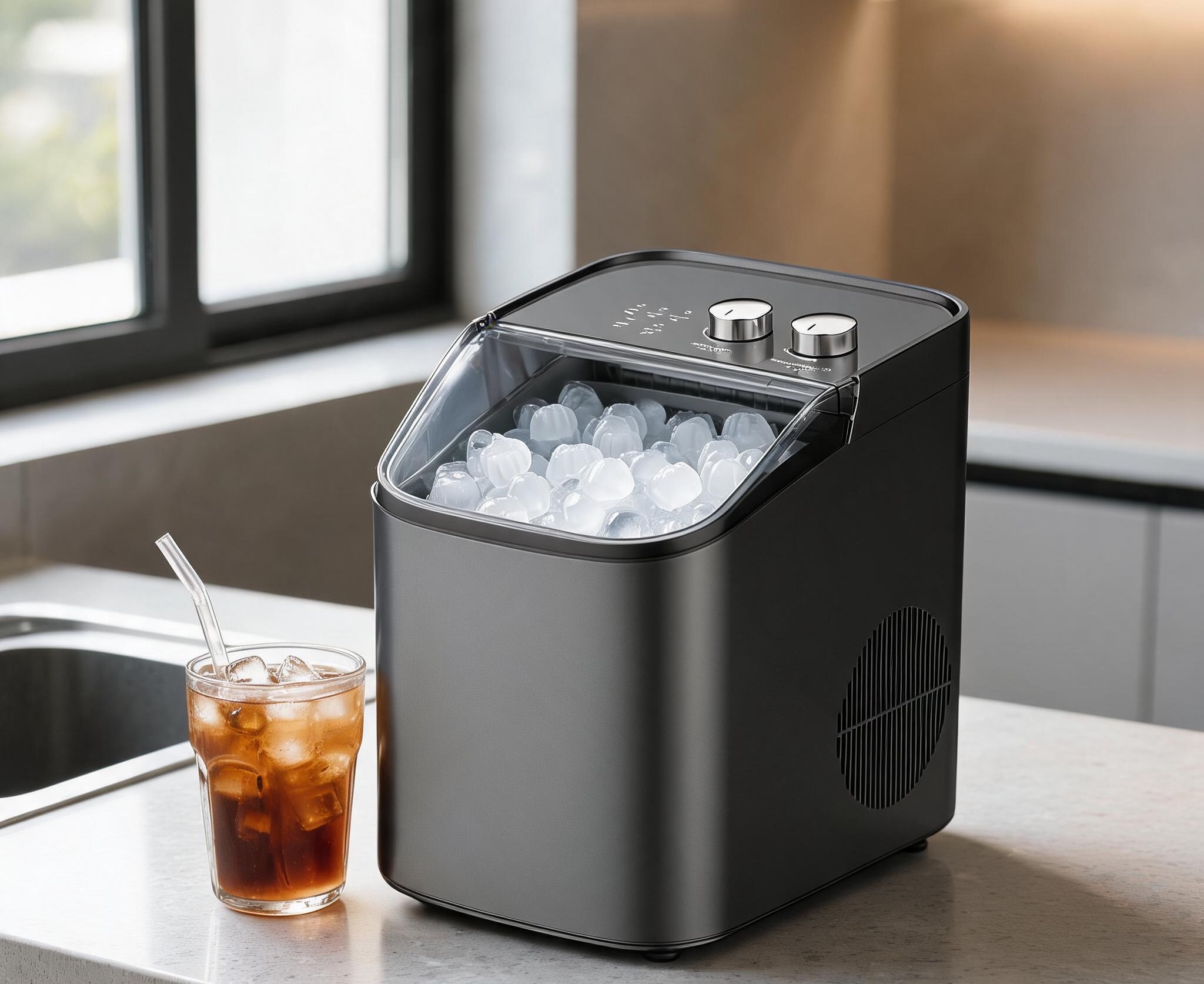 Countertop,Portable Ice Maker with 2 Size Ice Cubes, 1.2L Water Tank, 9 Ice Cubes Per Batch, for Home, Kitchen, Office wholesale — ASYMTON OEM/ODM
