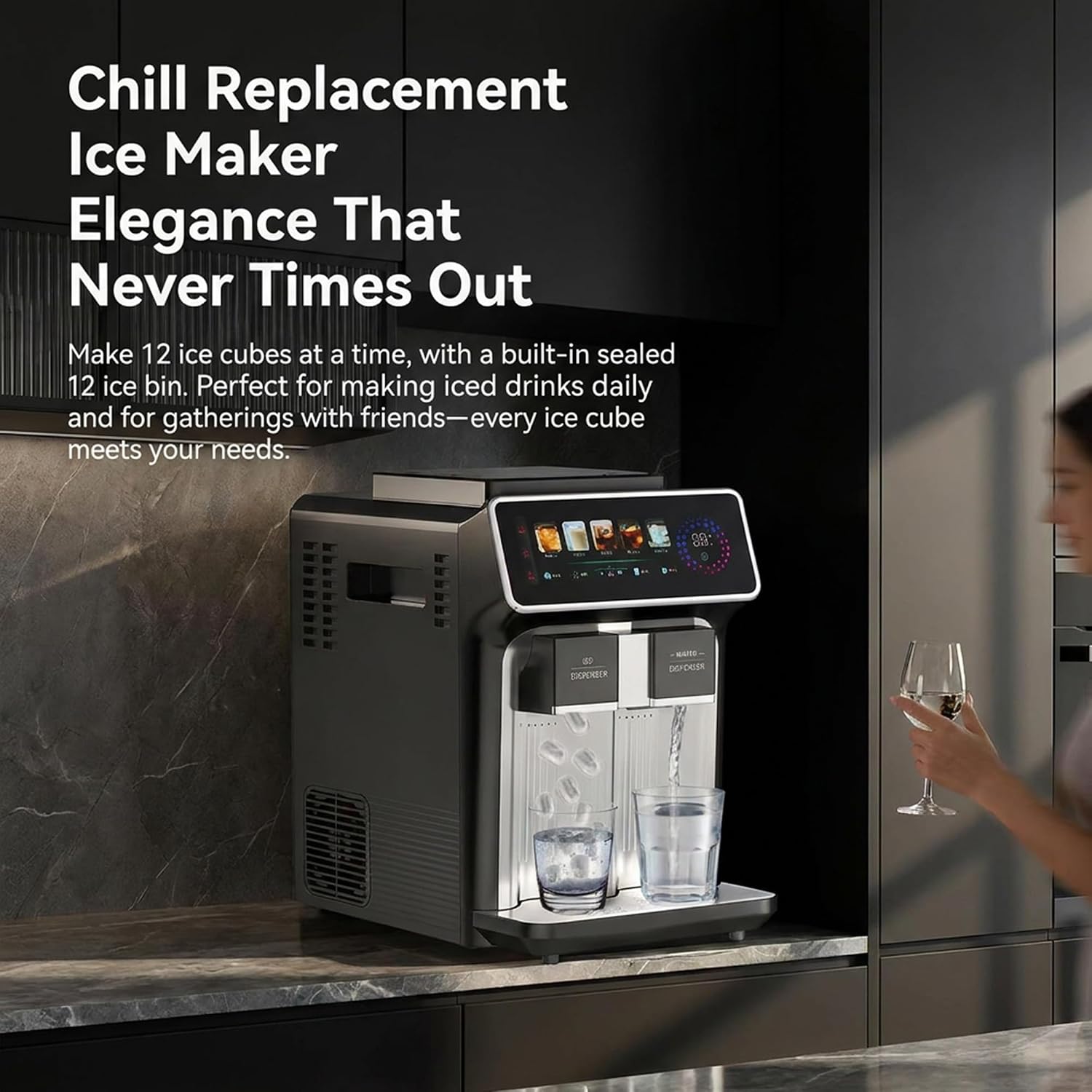 3-IN-1 Portable Countertop Ice Maker, 15kg/H, 1.5L Tank, 5 Adjustable Ice Modes wholesale product photo 8 — ASYMTON