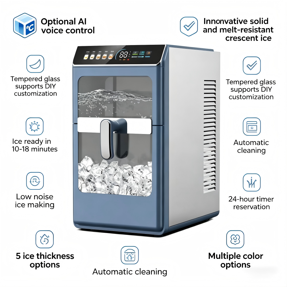 Automatic Ice Making Machine with Self-Cleaning for Home Bar Office Restaurant Hotel Use wholesale product photo 5 — ASYMTON
