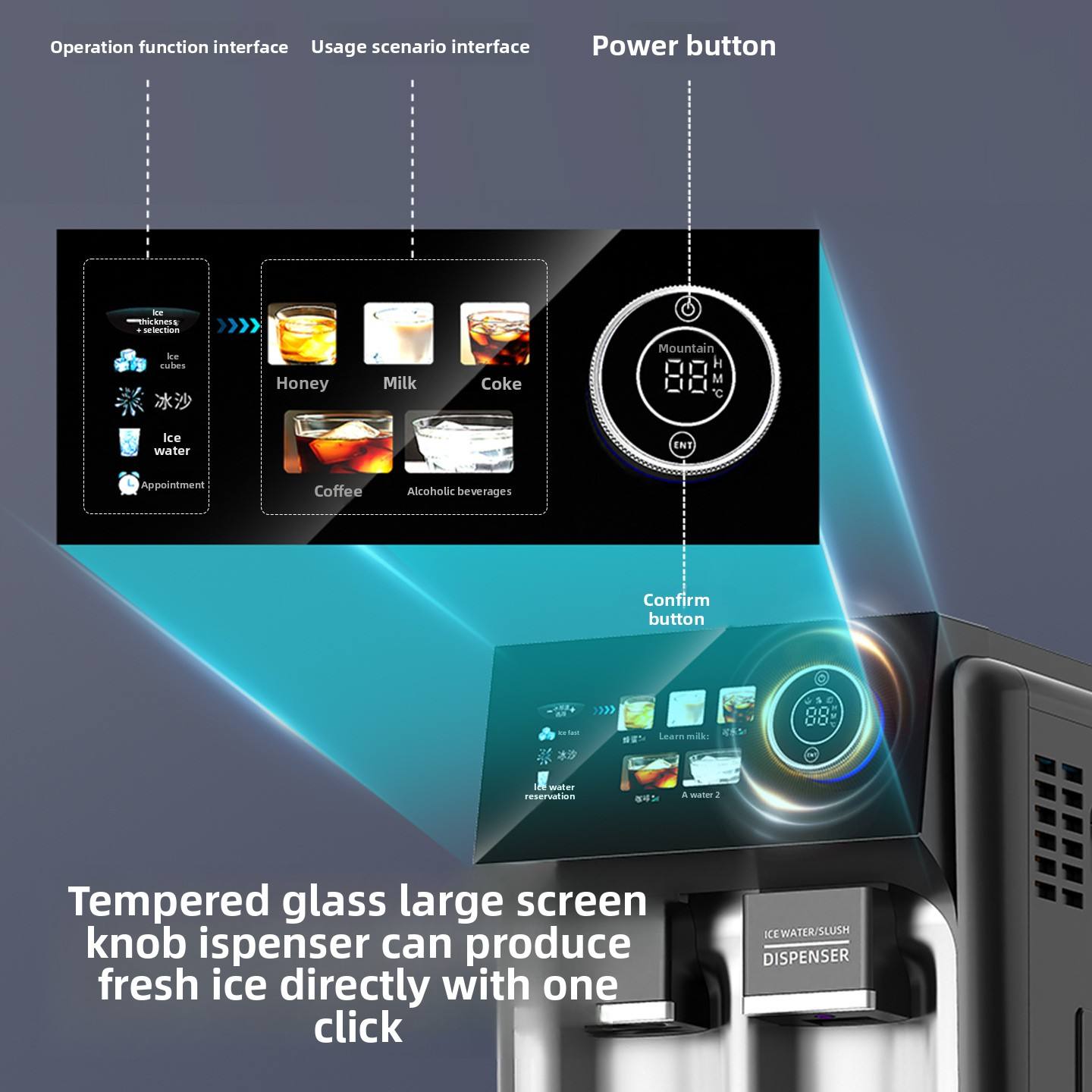 Multi Functional Ice Maker Automatic 3 In 1 Ice Maker Ice Slush Cold Water High Output 15kg 24h For Home Party wholesale product photo 5 — ASYMTON