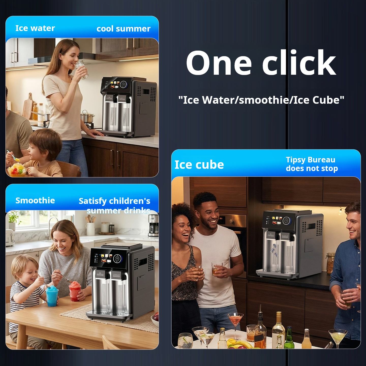 Multi Functional Ice Maker Automatic 3 In 1 Ice Maker Ice Slush Cold Water High Output 15kg 24h For Home Party wholesale product photo 6 — ASYMTON