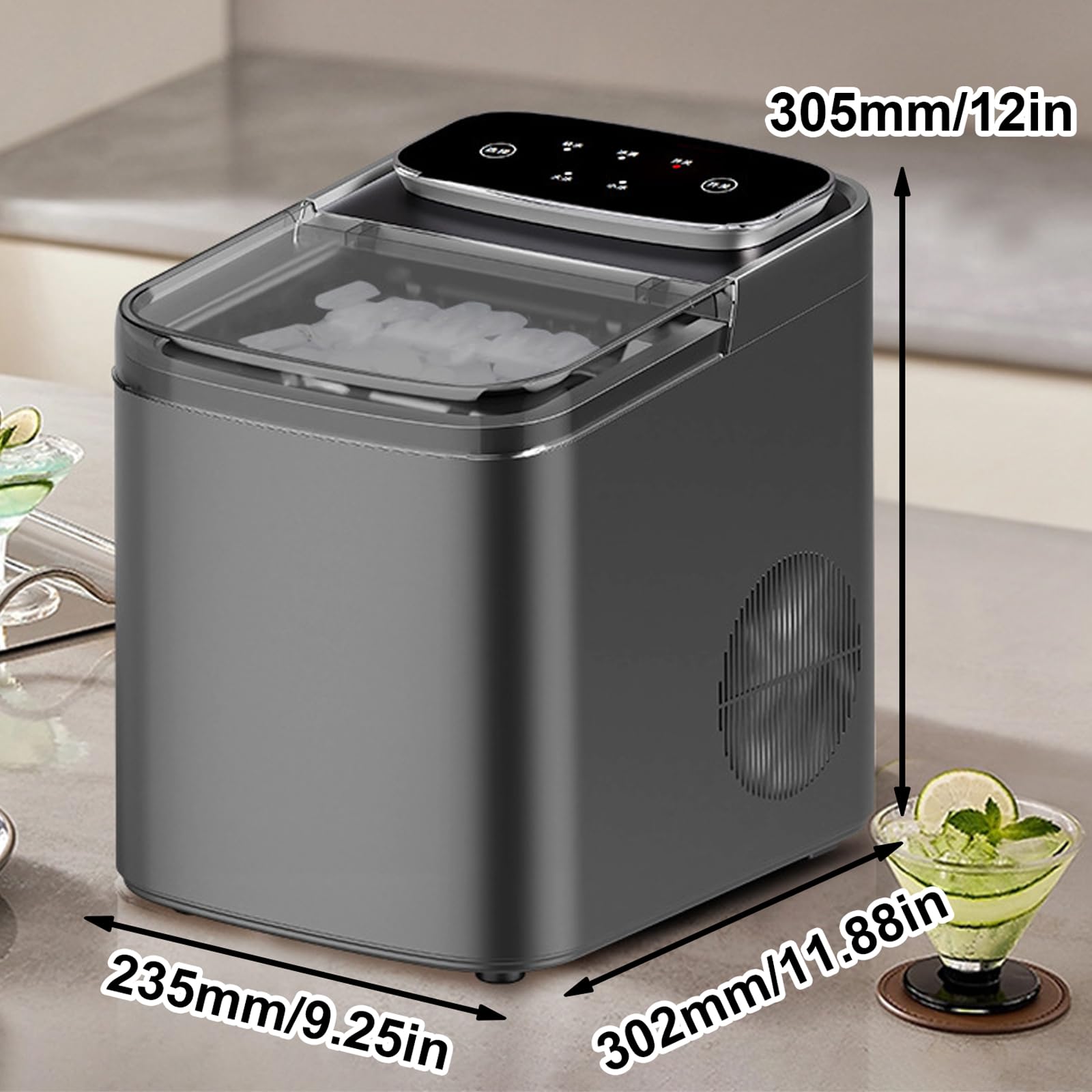 12kg/24H Countertop Bullet Ice Maker with 1.2kg Ice Storage wholesale product photo 10 — ASYMTON