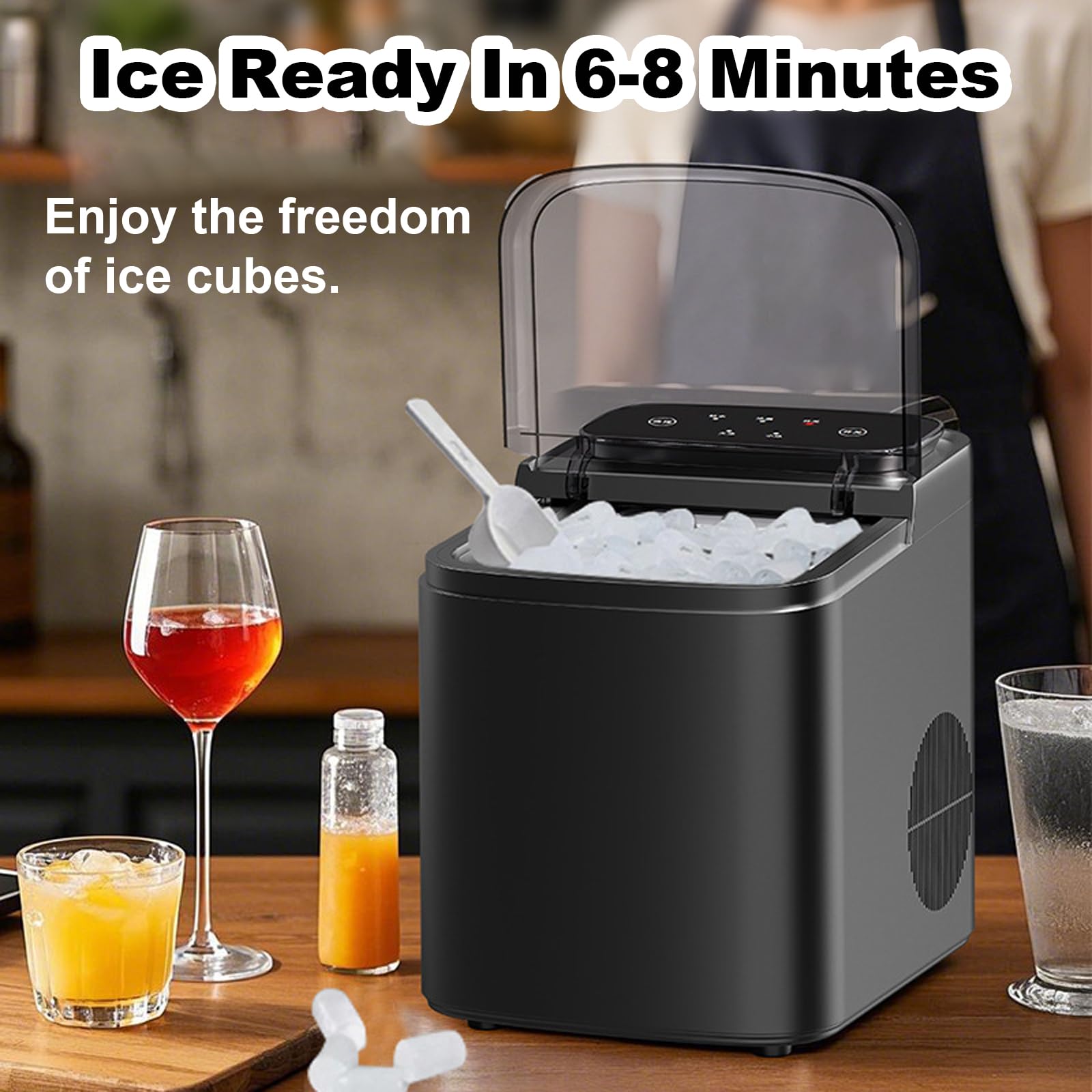 12kg/24H Countertop Bullet Ice Maker with 1.2kg Ice Storage wholesale product photo 3 — ASYMTON