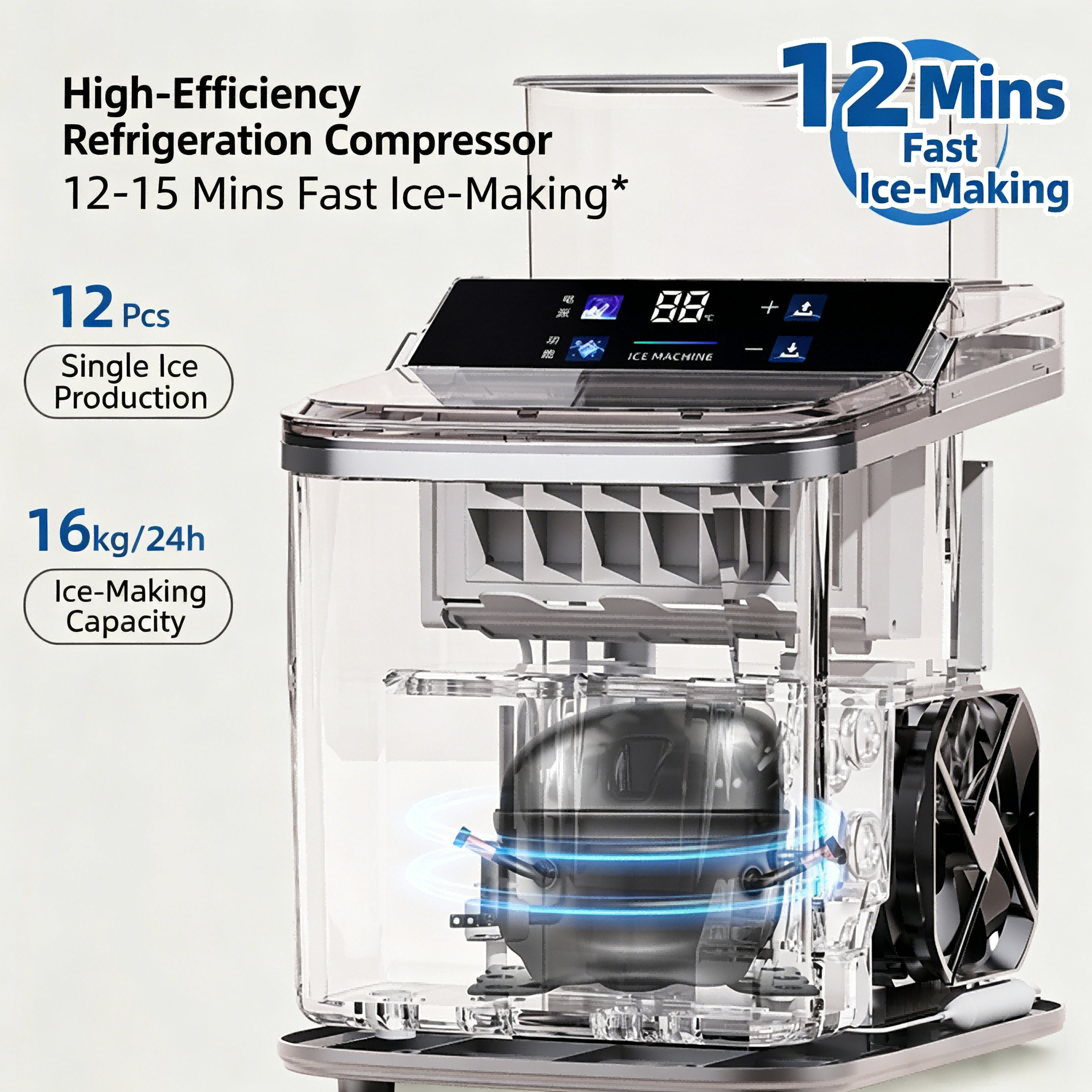 Mini Ice Maker Smart Compact Automatic Electric Ice Cube Maker for Home Office Desktop Use wholesale product photo 6 — ASYMTON