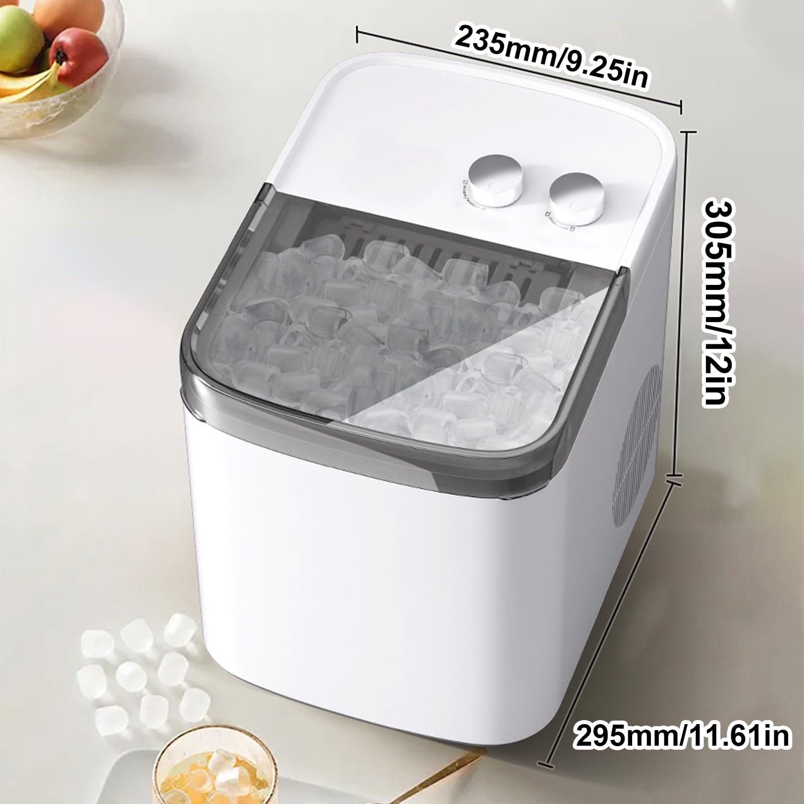 Countertop,Portable Ice Maker with 2 Size Ice Cubes, 1.2L Water Tank, 9 Ice Cubes Per Batch, for Home, Kitchen, Office wholesale product photo 3 — ASYMTON