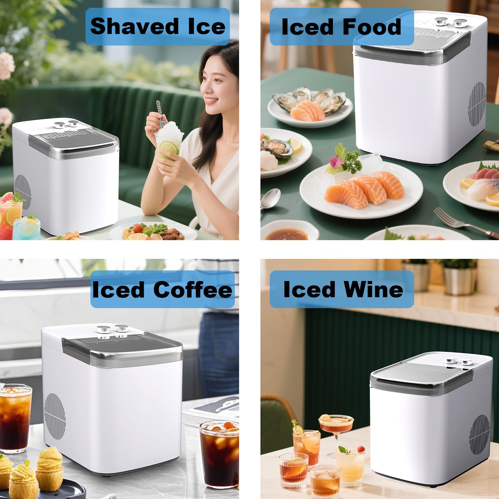 Countertop,Portable Ice Maker with 2 Size Ice Cubes, 1.2L Water Tank, 9 Ice Cubes Per Batch, for Home, Kitchen, Office wholesale product photo 6 — ASYMTON