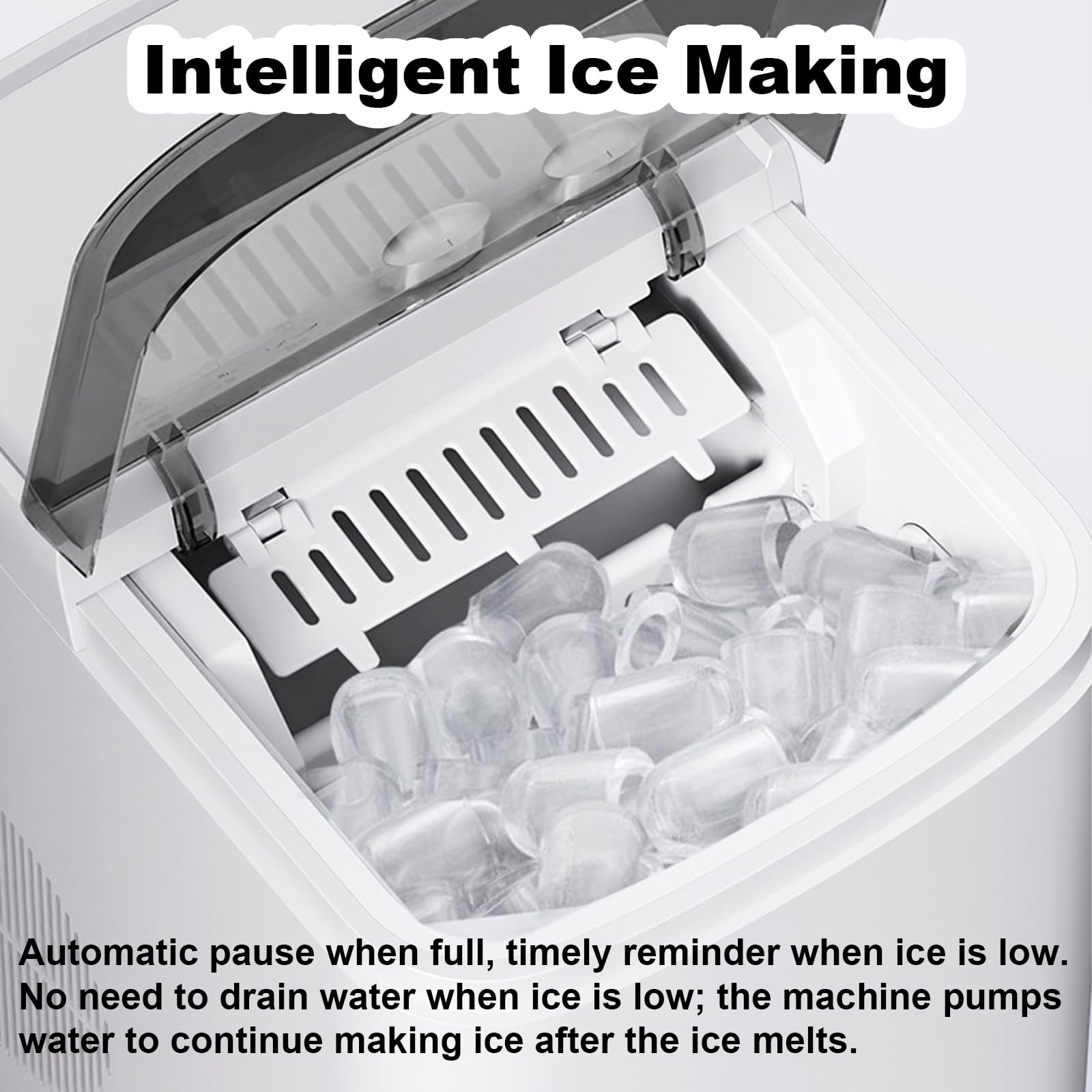 Countertop,Portable Ice Maker with 2 Size Ice Cubes, 1.2L Water Tank, 9 Ice Cubes Per Batch, for Home, Kitchen, Office wholesale product photo 4 — ASYMTON