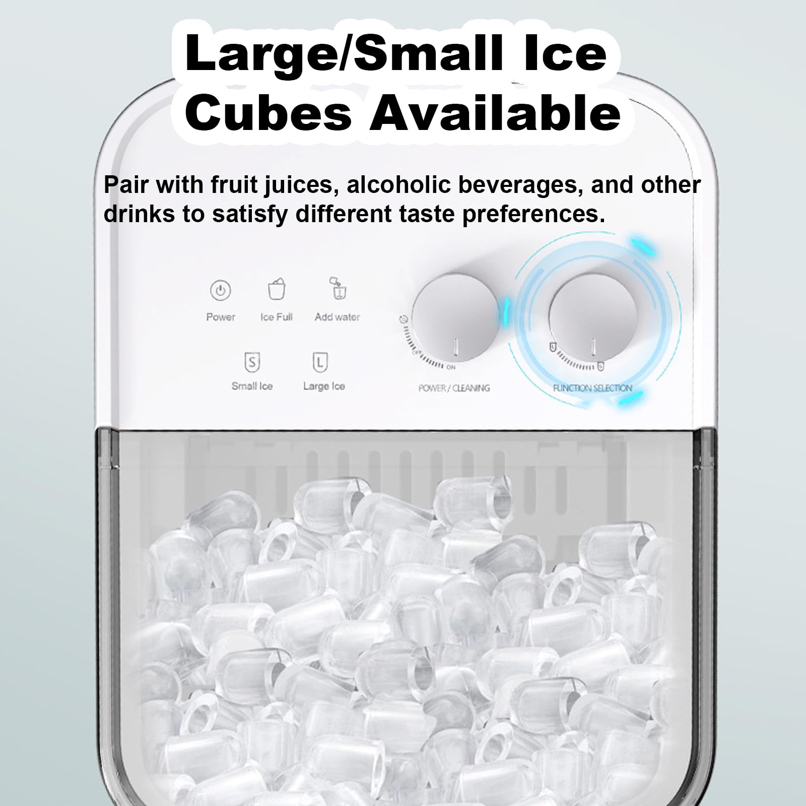 Countertop,Portable Ice Maker with 2 Size Ice Cubes, 1.2L Water Tank, 9 Ice Cubes Per Batch, for Home, Kitchen, Office wholesale product photo 5 — ASYMTON