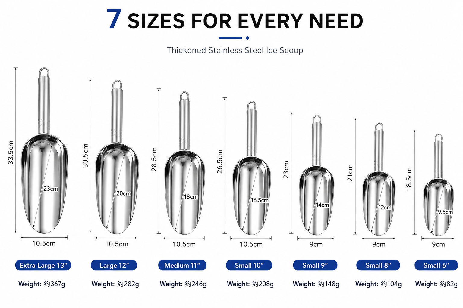 Heavy-Duty Stainless Steel Ice Scoop wholesale product photo 5 — ASYMTON