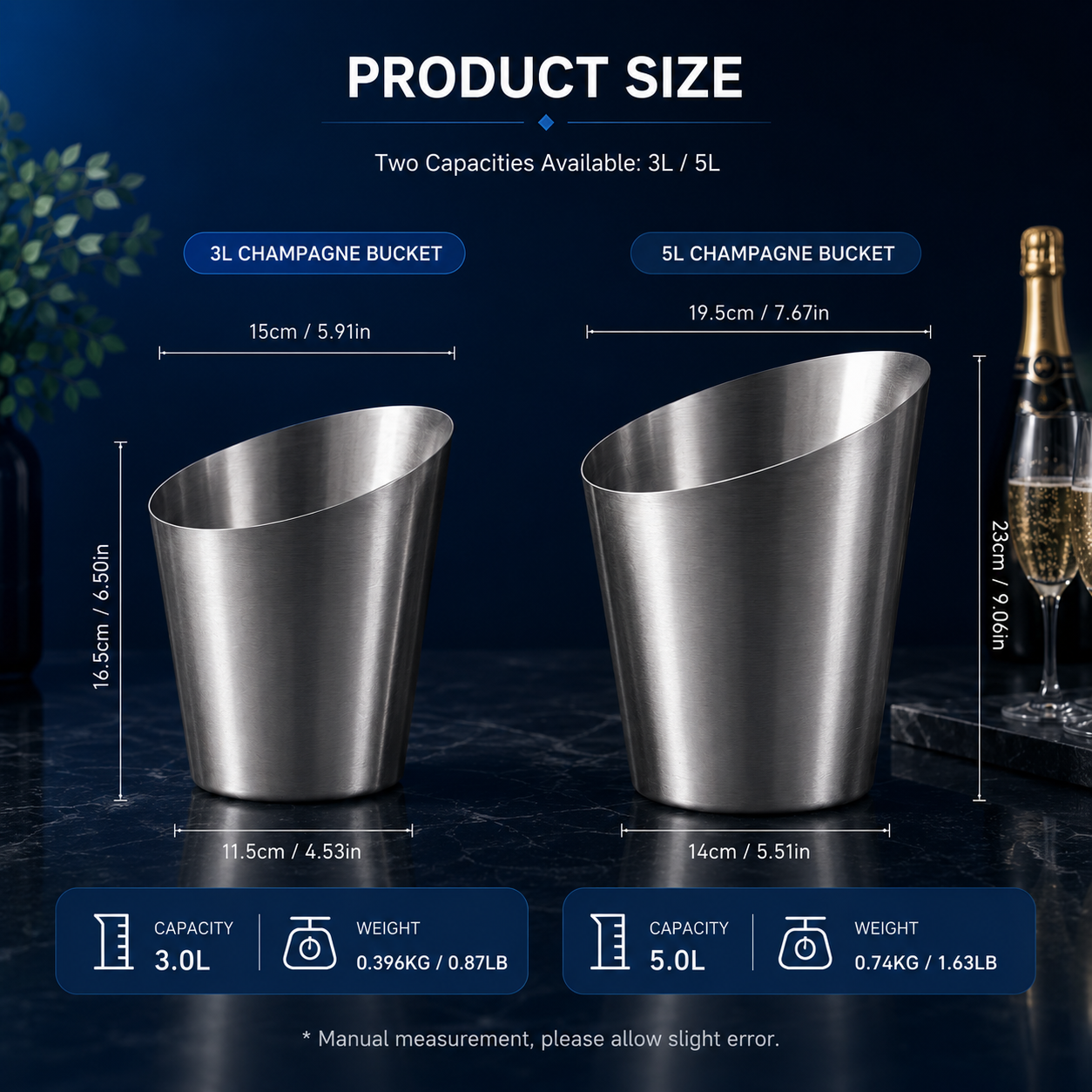 3L/5L Stainless Steel Slanted Champagne Bucket wholesale product photo 3 — ASYMTON