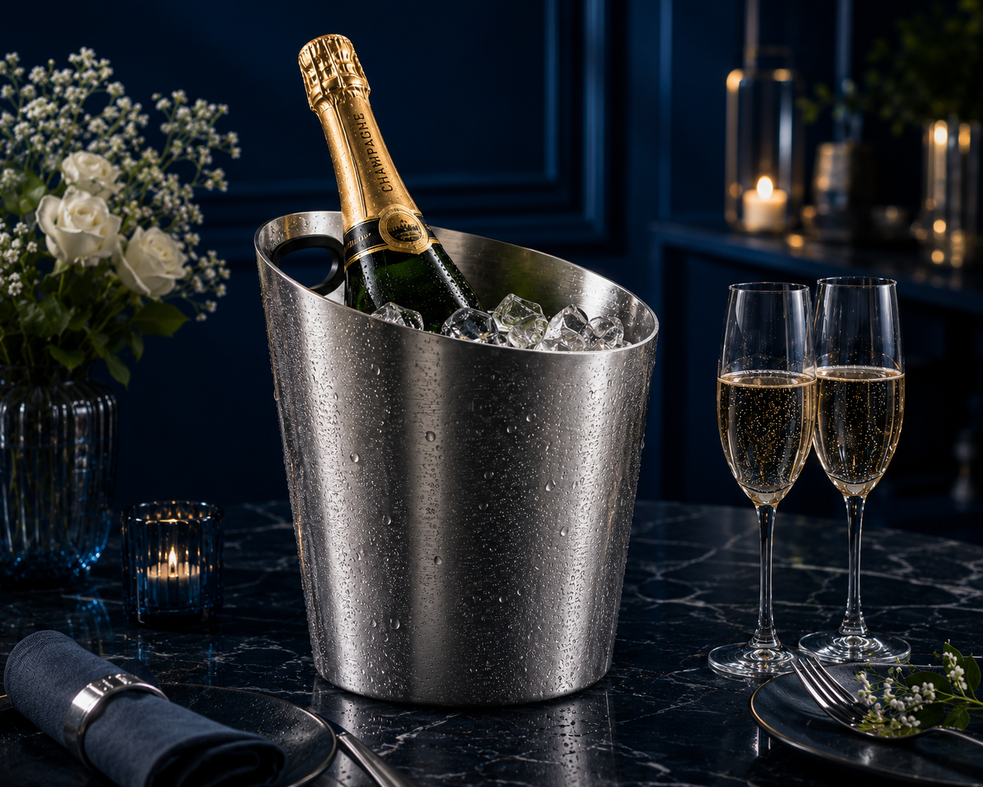 3L/5L Stainless Steel Slanted Champagne Bucket wholesale — ASYMTON OEM/ODM
